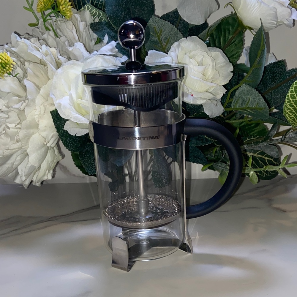 LAGOSTINA Glass French Press Coffee Maker with Black Handle